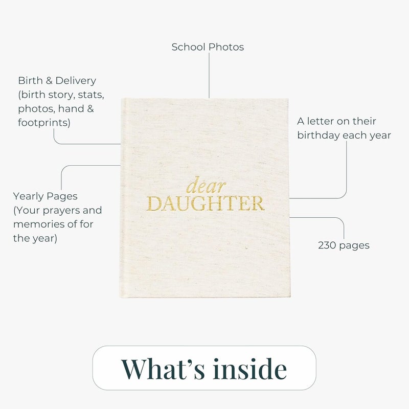 DUNCAN & STONE PAPER CO. Dear Daughter: A Prompted Prayer Journal Childhood Keepsake Baby Memory Book - Cream | Baby Girl Gift | Baby Scrapbook Album | New Mom Gift - Image 4